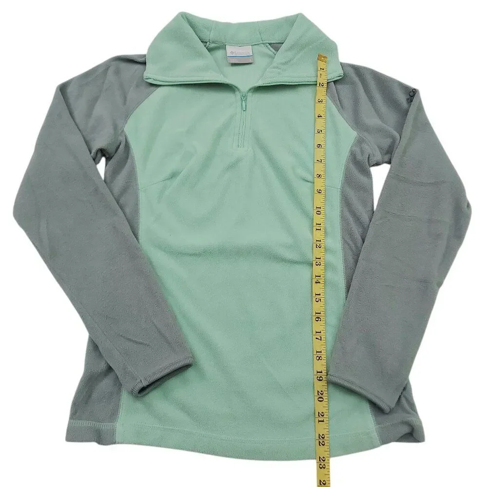 Columbia Fleece Sweatshirt Juniors Small Green 1/4 Zip Outdoor Hiking Travel